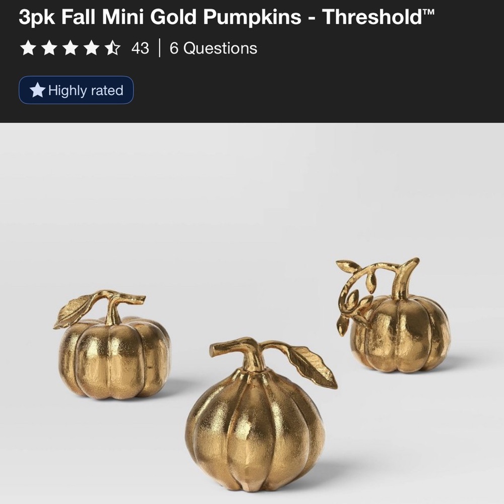 3pk Fall Mini Gold Pumpkins - Threshold - Picture 2 of 11